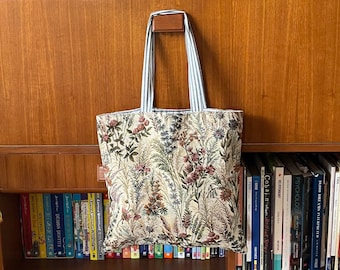 Handmade Tapestry   Floral  Pattern Tote Bag Perfect for the  Shopping - Lunch - Gym - Carry On Luggage ,Travel