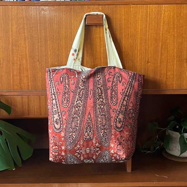 Handmade Boho Reversable Tapestry Tote Bag Perfect for the Beach- Shopping - Lunch - Gym - Carry On Luggage / Travel - Overnight - Work