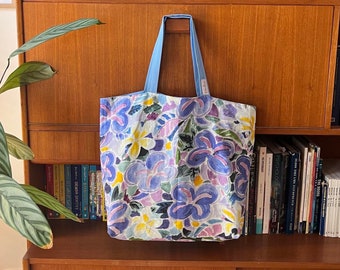 Ken Done Tote, Frangipani , New  French Linen Fabric.  Perfect Beach / Pool- Shopping - Lunch - Gym - Carry On Luggage / Travel - Overnight