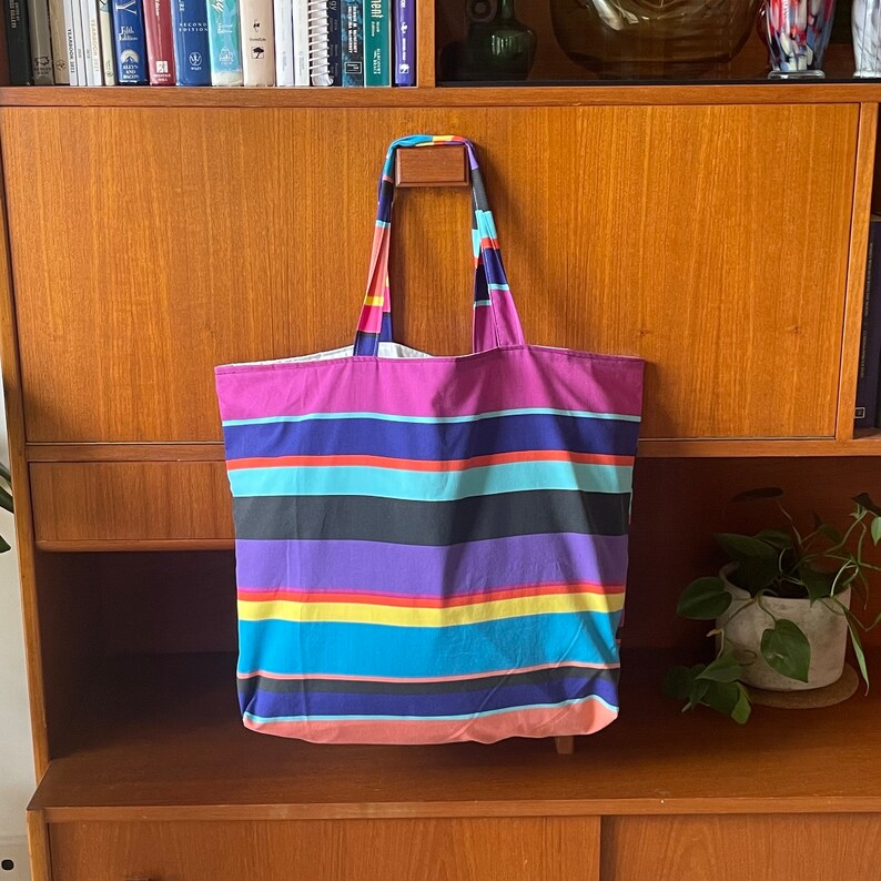 Handmade Striped Fabric Tote Bag Perfect for the Beach / Pool Etsy
