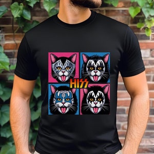 Funny kiss tshirt funny cat tshirt gene simmons tshirt rock band tshirt paul stanley tshirt glam rock tshirt heavy metal shirt kiss army tee
