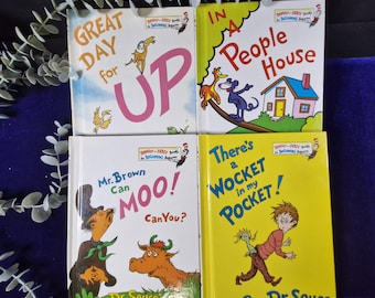 Vintage Dr Seuss Bright & Early Books Set of 4 | Beginning Beginners | 1990s Grolier HC