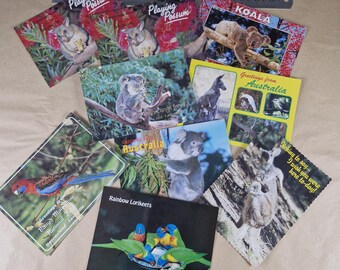 Vintage Australian Wildlife Postcards x9 – Koala Kangaroo Lorikeets Possum Bunya Mountains