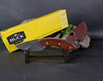 Buck 196 Mini Alpha Jägermesser, Palisander Griff, Lederscheide, USA Made