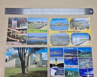 Vintage Canberra ACT Postcards x4 – Australian Capital Territory Travel Souvenir Cards – Retro Australia Postcard Bundle