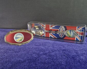 Bournemouth Souvenir Set – Vintage Trinket Box & Silver-Plated Spoon (c.1980s–2000s)