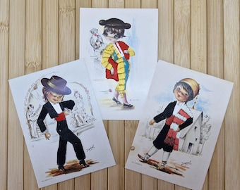 Vintage Embroidered Spanish Souvenir Postcards – Set of 3 – Mid Century Kitsch Travel Ephemera