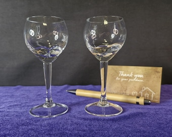 Vintage Hand-Blown Liqueur Glasses – Set of 2, Cordial Stemware