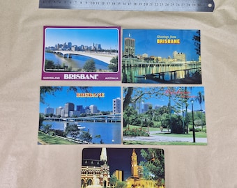 Vintage Brisbane Queensland Postcards x5 – City Skyline River Captain Cook Bridge Australia