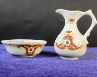 Vintage Carmarthen Bone China Mini Jug & Wash Bowl Set – Wales (1960s–1970s)