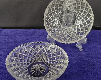 Pressed Glass Pin Dishes / Trinket Bowls (Set of 2)