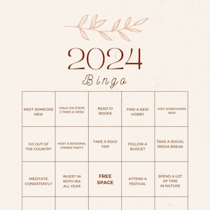 2024 Bingo, ästhetische Bingo Karte, Vision Board Bingo, 2024 Vision Karte, anpassbare Bingo Karte, angepasst Vision Board, Bingo Karten Vorlage
