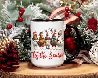 Cute chicken mug, chicken mug, chicken theme gift for women, chicken gift idea, farmer gift, boho iced coffee mug, Christmas Chicken