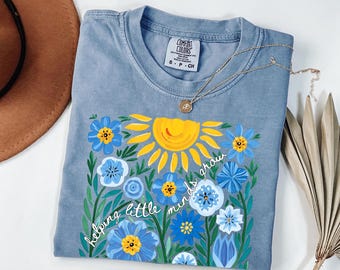 Comfort Colors® Teacher Shirt, Helping Little Minds Grow Shirt, Cute Shirt for Teachers, Teacher Gifts, Teacher Flower Shirt, Teach Floral