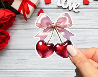 Cherry Sticker, Cute Flower Sticker, Aesthetic, Aesthetic Sticker, Trendy Sticker, Cute Sticker, Bow Sticker