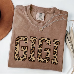 Leopard Print Gigi shirt, Cute Nana shirt, Mother&#39;s Day Gift, New Mom Gift, Gift for Mother, Gigi shirt, Christmas, Gigi Gift,Comfort Colors
