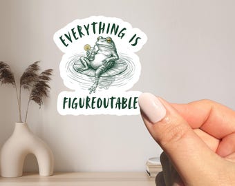 Everything Is Figureoutable Sticker, Mental Health, Retro Frog, Motivation Stickers Waterproof Vinyl, Frog Sticker