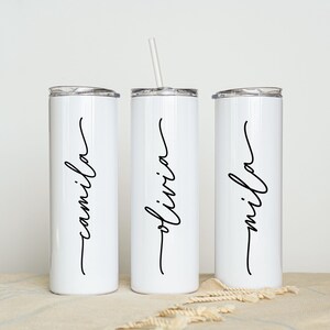 Personalized Skinny Tumbler, Bridesmaid Tumbler with Straw, Bachelorette Party, Wedding Party Gifts,Beach cup, Customized bridal cup