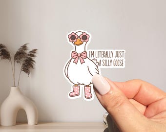 Coquette Goose Stickers, Literally Just a Silly Goose Aesthetic, Laptop, Water Bottle, Kindle, Junk Journal Decals, Silly Goose Sticker