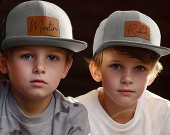 Personalisierter Leder Patch Hut, Säugling Kleinkind Kinder Erwachsene Jugend Snapback, Benutzerdefinierte Kleinkind Hut, Baby Name Hut, Kinder Name Hut, Kindermütze, Baby Geschenke