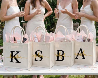 Custom Bridesmaid Tote Bags,White large Bridesmaid Gift Tote Bags,Bridal Tote Bag, Bridesmaid Tote Bag, Party Tote Bag, Monogrammed Tote Bag