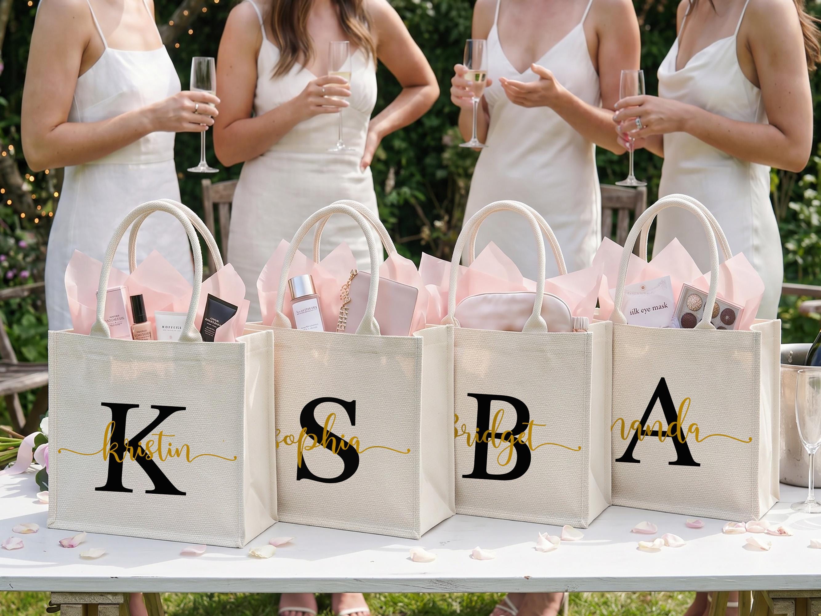 Custom Bridesmaid Tote Bags, White large Bridesmaid Gift Tote Bags, Bridal Tote Bag, Bridesmaid Tote Bag, Party Tote Bag
