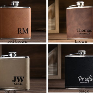 Personalized Flask for Men, Leather Flask Engraved, Custom Leather Flask, Groomsmen Gift, Leather Hip Flask, Monogrammed Flask, gift for him image 10