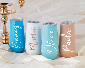 Champagne Tumbler, Hen Night Wine Flute, Bachelorette Stainless Flute Wine Glass, Personalized Champagne Tumbler, Bridesmaid Gifts for Her
