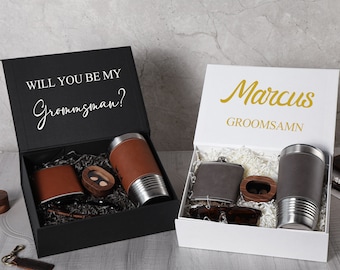 Leere Groomsman Geschenkbox, personalisierte Groomsmen Geschenkideen, Trauzeuge Geschenk, Groomsmen Vorschlag, Weihnachtsgeschenke Box, schwarze Geschenkbox