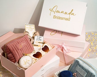Bridesmaid Gift Box Set Personalized,Custom Name Bridesmaid Proposal Gift Box with Makeup bag,Bridal Party Gift Boxes, Wedding Gift Box