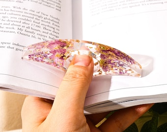 Real Birth Flower Book Page Holder, Floral Resin Thumb Page Holder, Page Spreader, Book Accessories, Book Lover Gift, Birthday Gift