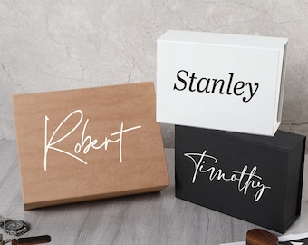 Personalisierte leere Groomsmen Geschenkbox mit Namen, Trauzeuge Geschenkbox für Groomsmen Vorschlag oder Groomsmen Hochzeit Gefälligkeiten, schwarze Geschenke Box