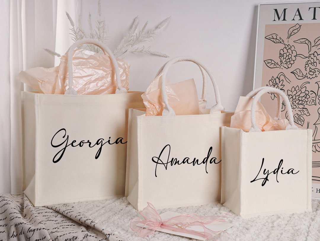 Personalized Bridesmaid White Tote Bags,bridesmaid Gift Bags,custom ...