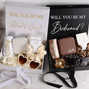 Personalisierte Brautjungfer Geschenkbox Set, benutzerdefinierte Name Brautjungfer Vorschlag Geschenkbox, leere Geschenkbox, Brautparty Geschenkboxen, Hochzeitsgeschenkbox