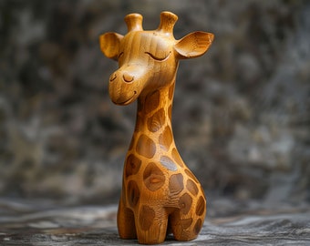 Wooden Giraffe Desktop Ornaments, Giraffe statue, animal figurines, Wooden figurines, animal ornaments, desk decoration