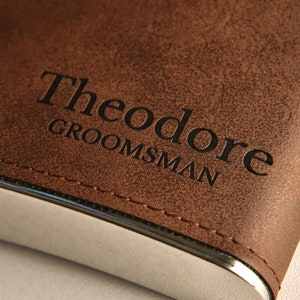 Personalized Flask for Men, Leather Flask Engraved, Custom Leather Flask, Groomsmen Gift, Leather Hip Flask, Monogrammed Flask, gift for him image 3
