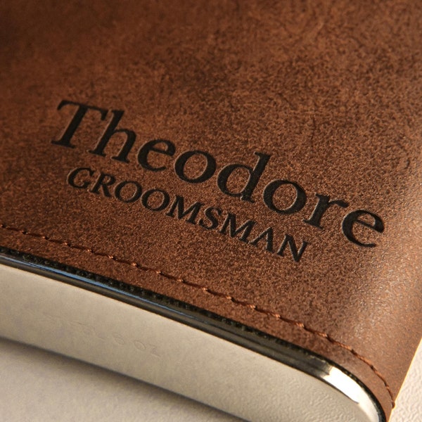 Leather flask Groomsmen Gift,Personalized flask, Engraved flask, hip flask Custom Engraved Leather Hip Flask, Boyfriend gift, flask for man