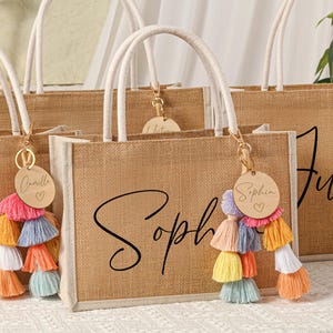 Custom bridesmaid gift bag & Charm, bridesmaid Gift Bags with Name, bridesmaids beach party bags, Bachelorette Party Bag, Bridal shower bag