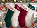 Personalized Family Christmas Stockings,Embroidered Christmas Stocking,2025 Knitted Stockings With Name,Monogram Stocking,Holiday Decor Gift