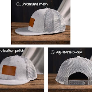 Personalisierte Snapback-Mütze, Kleinkind-Mütze, Mesh-Baseballmütze, Säuglings und Jugendmütze, Leder-Patch-Mütze, Namensmütze für Kinder, Kindermütze, Babygeschenke, Papamütze Bild 6