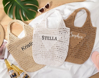 Bridesmaids Beach Bag Embroidered, Personalized beach initials bag, Beach Monogrammed Trip Beach Bag, Bachelorette party gift bag for her