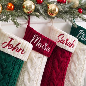 2025 Embroidered Christmas Stocking, Knitted Family Stocking, Personalized Xmas Stocking with Name,Holiday Stockings,Christmas Family Gifts