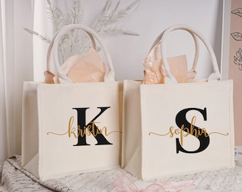 Custom Bridesmaid Tote Bags,White large Bridesmaid Gift Tote Bags,Bridal Tote Bag, Bridesmaid Tote Bag, Party Tote Bag, Monogrammed Tote Bag
