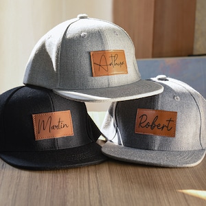 Personalisierte Snapback-Mütze, Kleinkind-Mütze, Mesh-Baseballmütze, Säuglings und Jugendmütze, Leder-Patch-Mütze, Namensmütze für Kinder, Kindermütze, Babygeschenke, Papamütze Bild 2