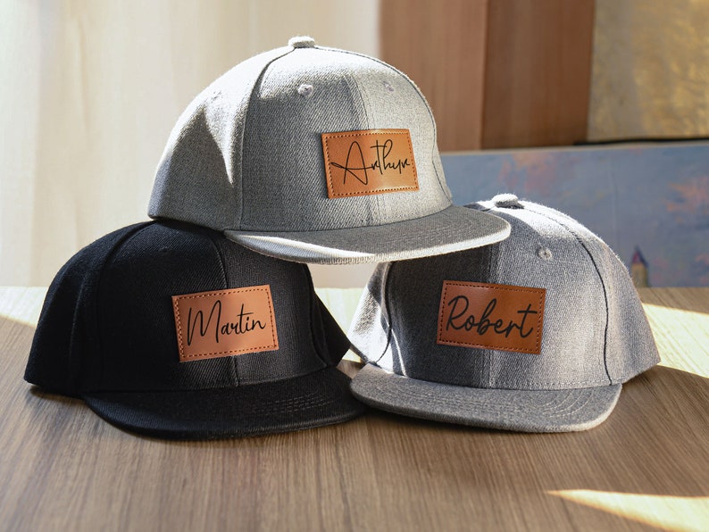 Personalisierte Snapback-Mütze, Kleinkind-Mütze, Mesh-Baseballmütze, Säuglings und Jugendmütze, Leder-Patch-Mütze, Namensmütze für Kinder, Kindermütze, Babygeschenke, Papamütze Bild 2