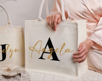 Bridesmaid Tote Bags,White large Bridesmaid Gift Tote Bags, Custom Bridal Tote Bag,Bridesmaid Tote Bag, Party Tote Bag, Monogrammed Tote Bag
