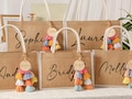 Personalized Bridesmaid Gift Bag with Charm,Custom Burlap Gift Bag,Beach Tote Bag,Bachelorette Party Bag, Bridesmaid Proposal Gift,Beach Bag product logo