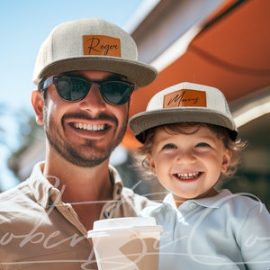 Personalisierter Leder Patch Hut, Säugling Kleinkind Kinder Erwachsene Jugend Snapback, Benutzerdefinierte Kleinkind Hut, Baby Name Hut, Kinder Name Hut, Kindermütze, Baby Geschenke Bild 2