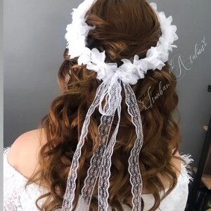 White Crown, White Crown Aesthetic, Flower Wedding Crown, Bridal Hair Wreath White, Floral Wedding Headpiece,Bridal Hair Piece,Bridals Crown image 5