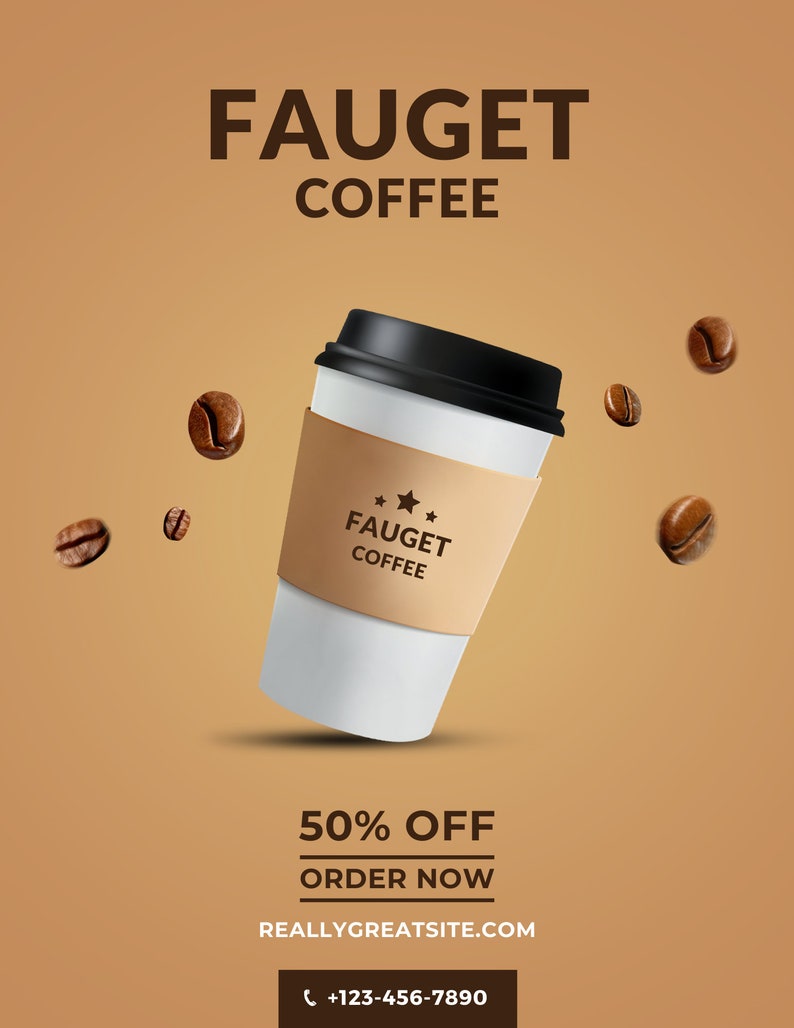 Brown Premium Coffee Cup Promotion Flyer - Etsy